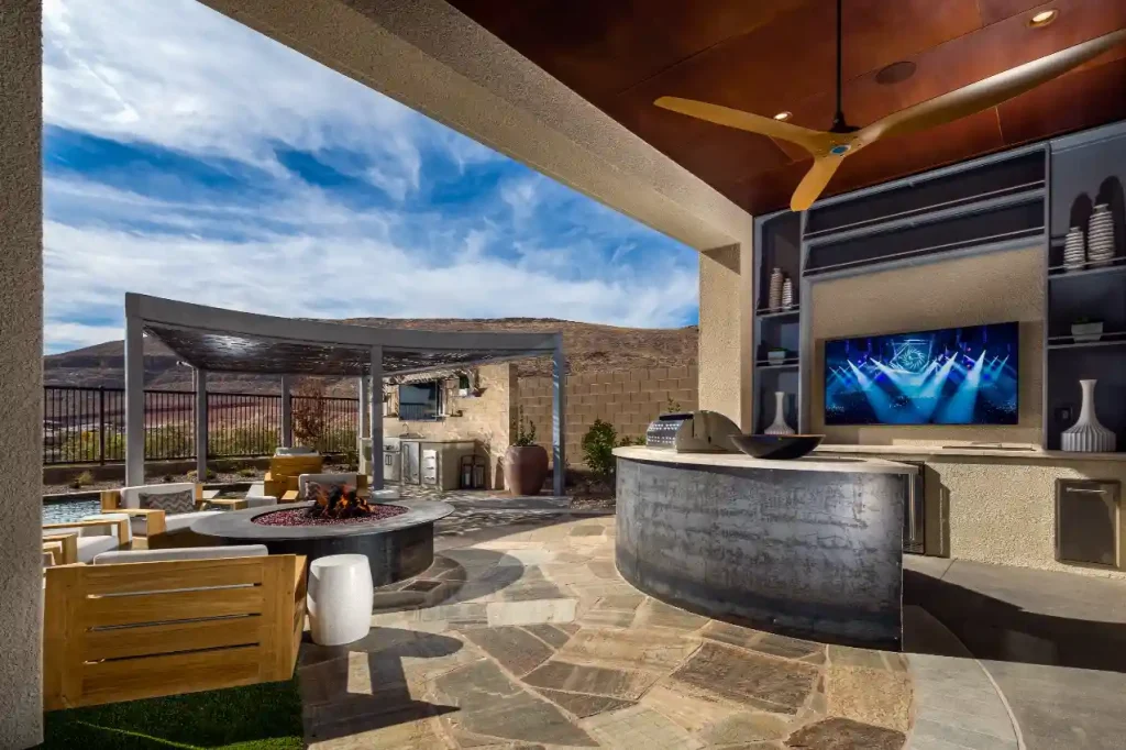 Outdoor living by Edgewater Custom Pools – Viewpoint Keystone Outdoor Room BBQ And Gazebo