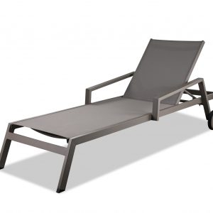 Set Of 2 Taupe Modern Aluminum Chaise Lounges