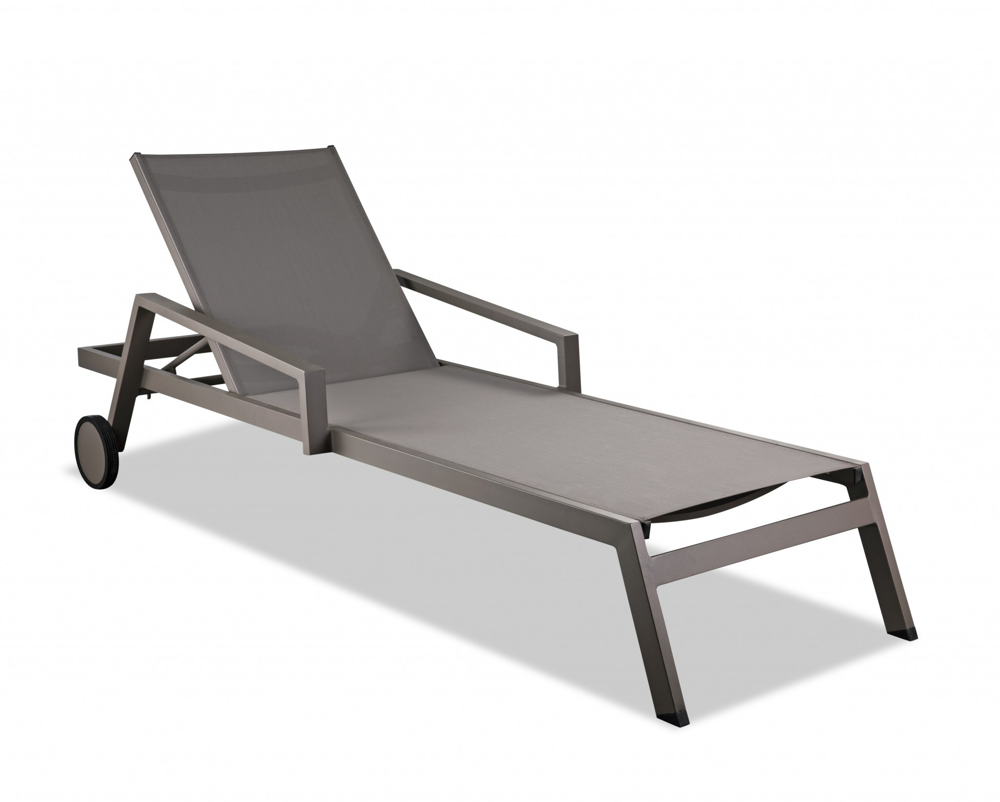 Set Of 2 Taupe Modern Aluminum Chaise Lounges - Image 2