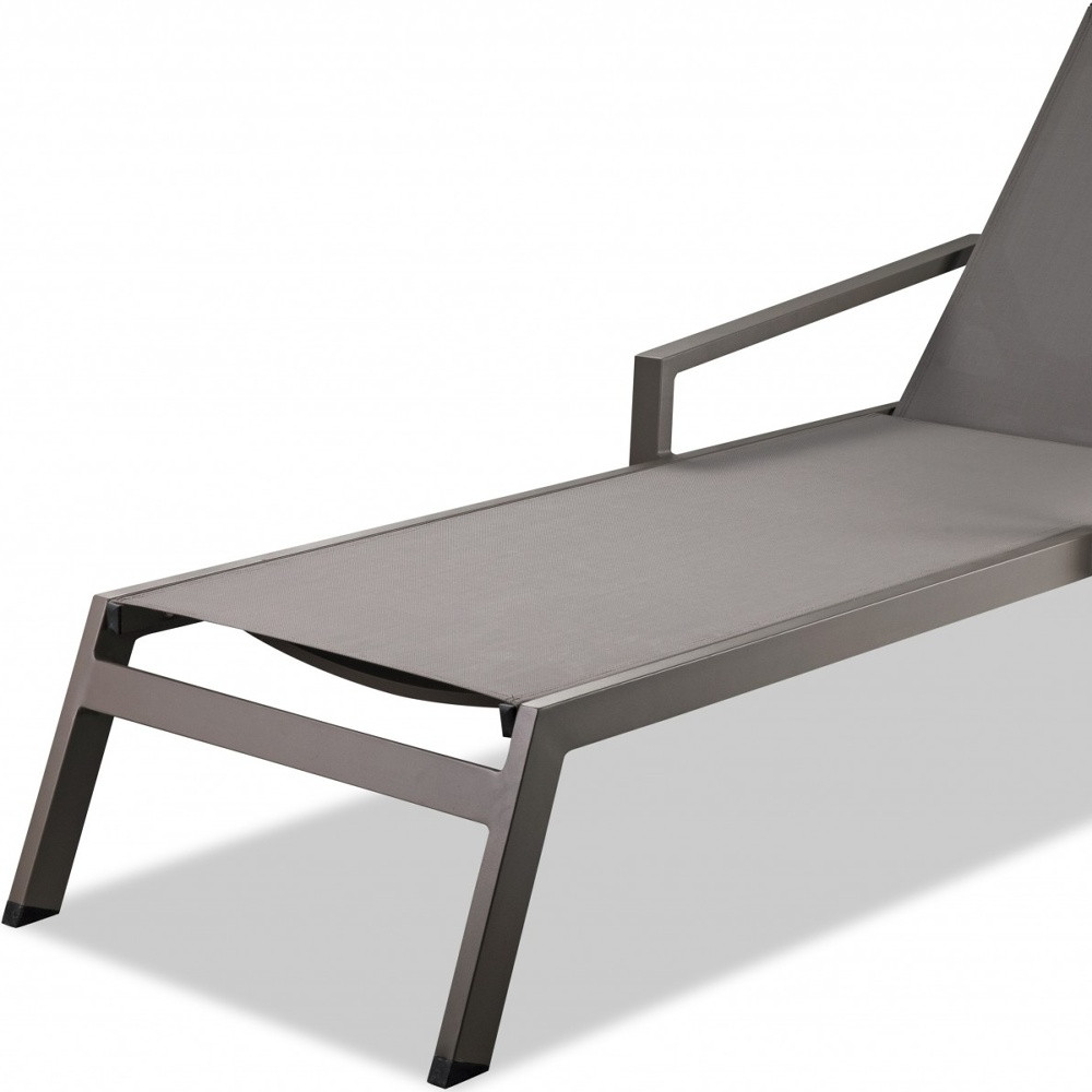 Set Of 2 Taupe Modern Aluminum Chaise Lounges - Image 6