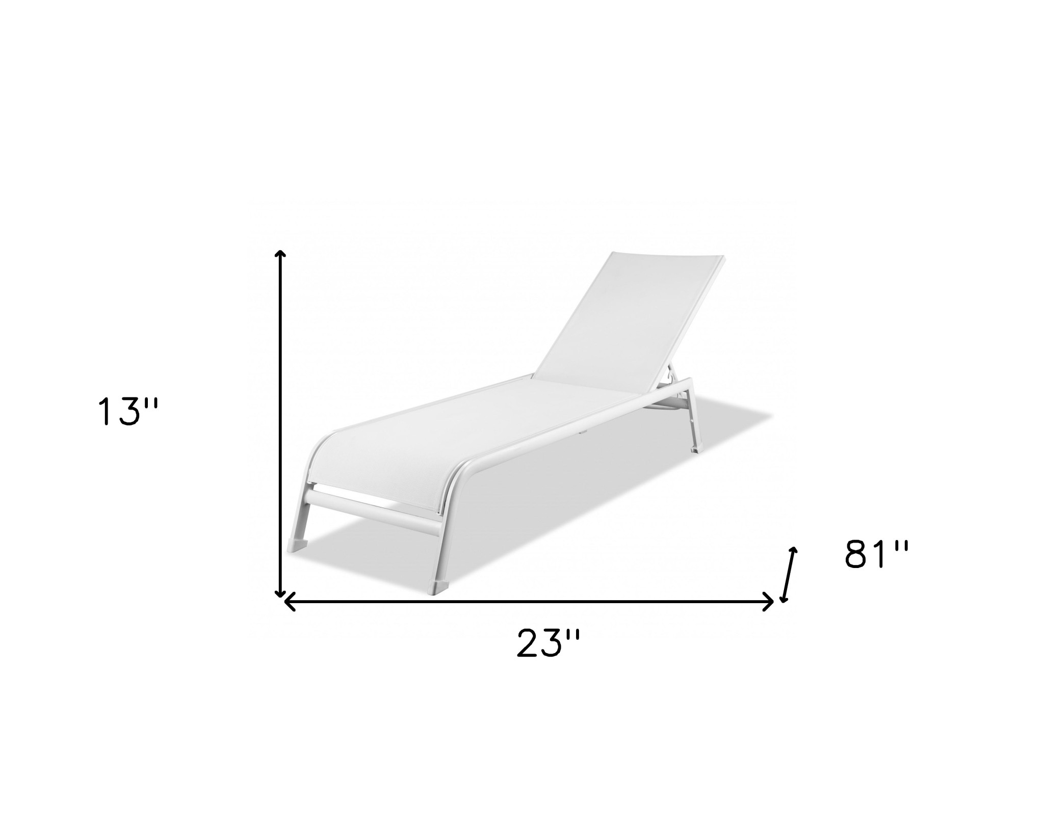 Set of Two 23" White and Chrome Indoor Outdoor Chaise Lounge - Image 5