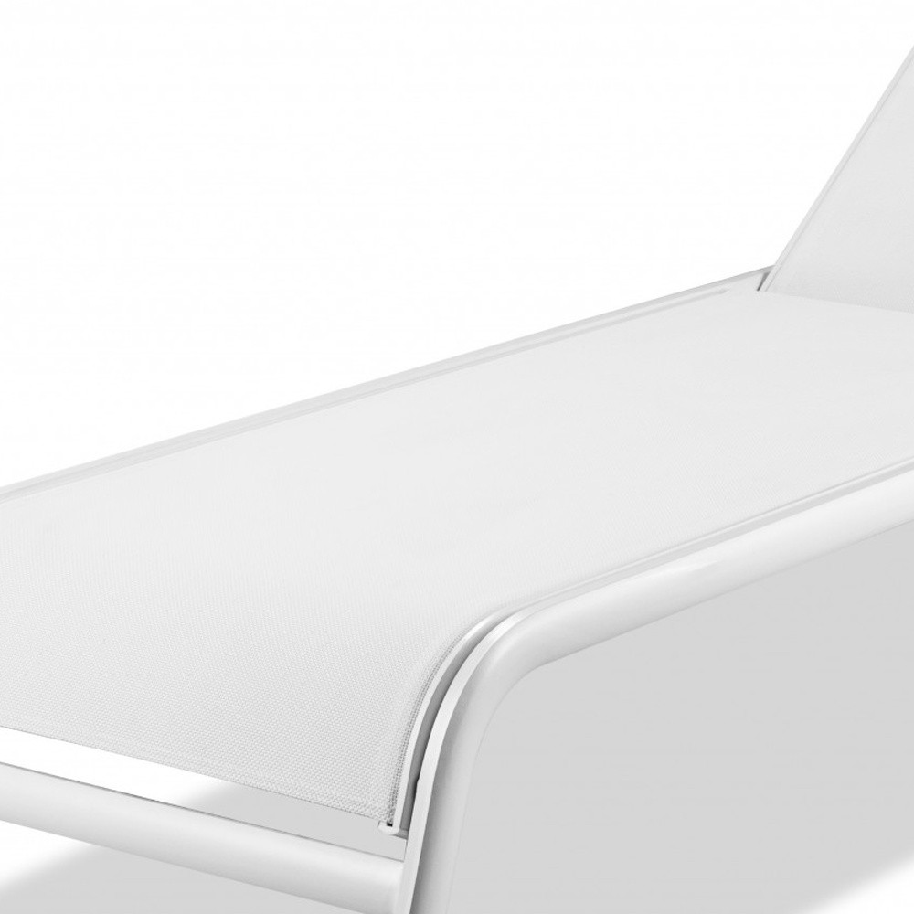 Set of Two 23" White and Chrome Indoor Outdoor Chaise Lounge - Image 3