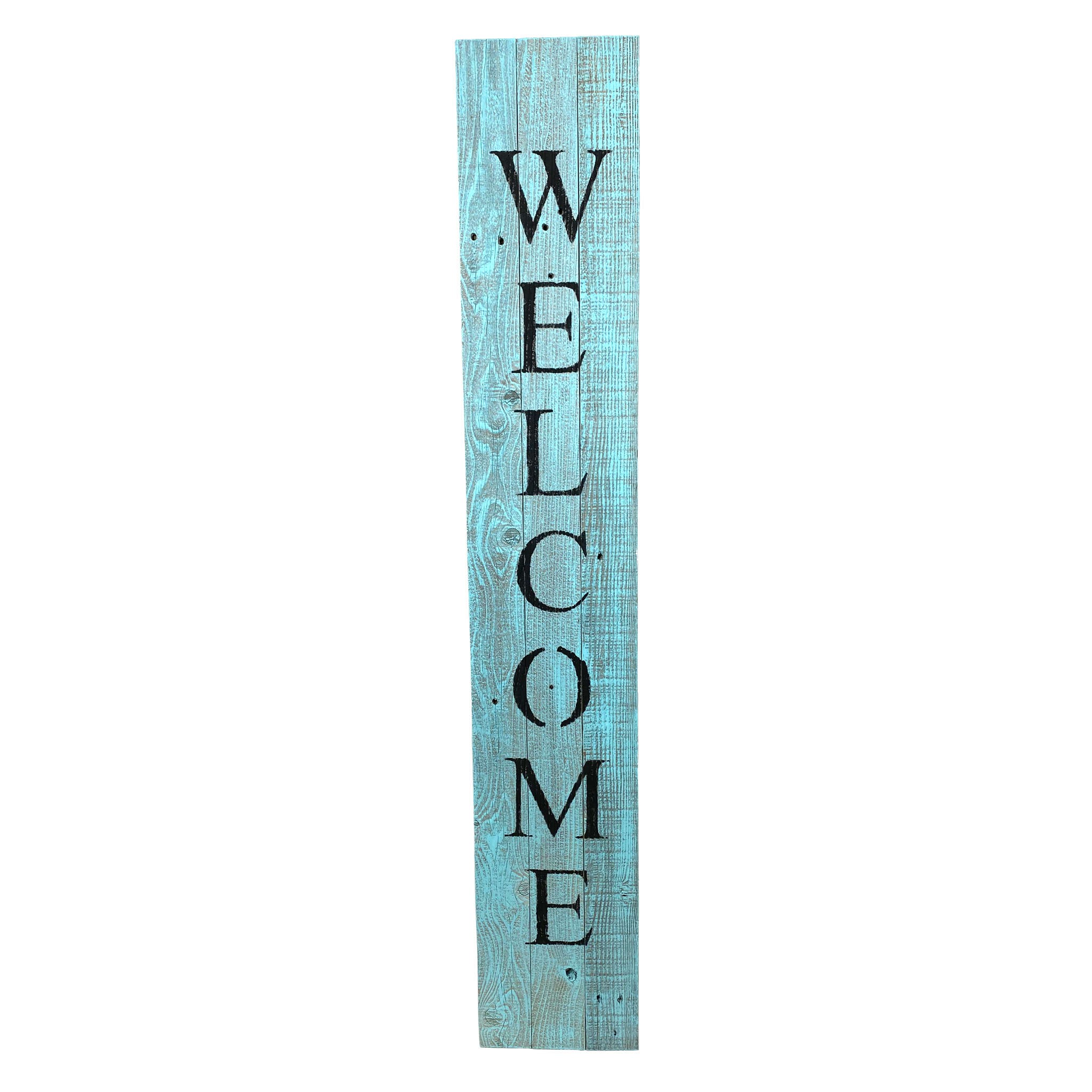 5' Rustic Light Aqua Blue Front Porch Welcome Sign - Image 3