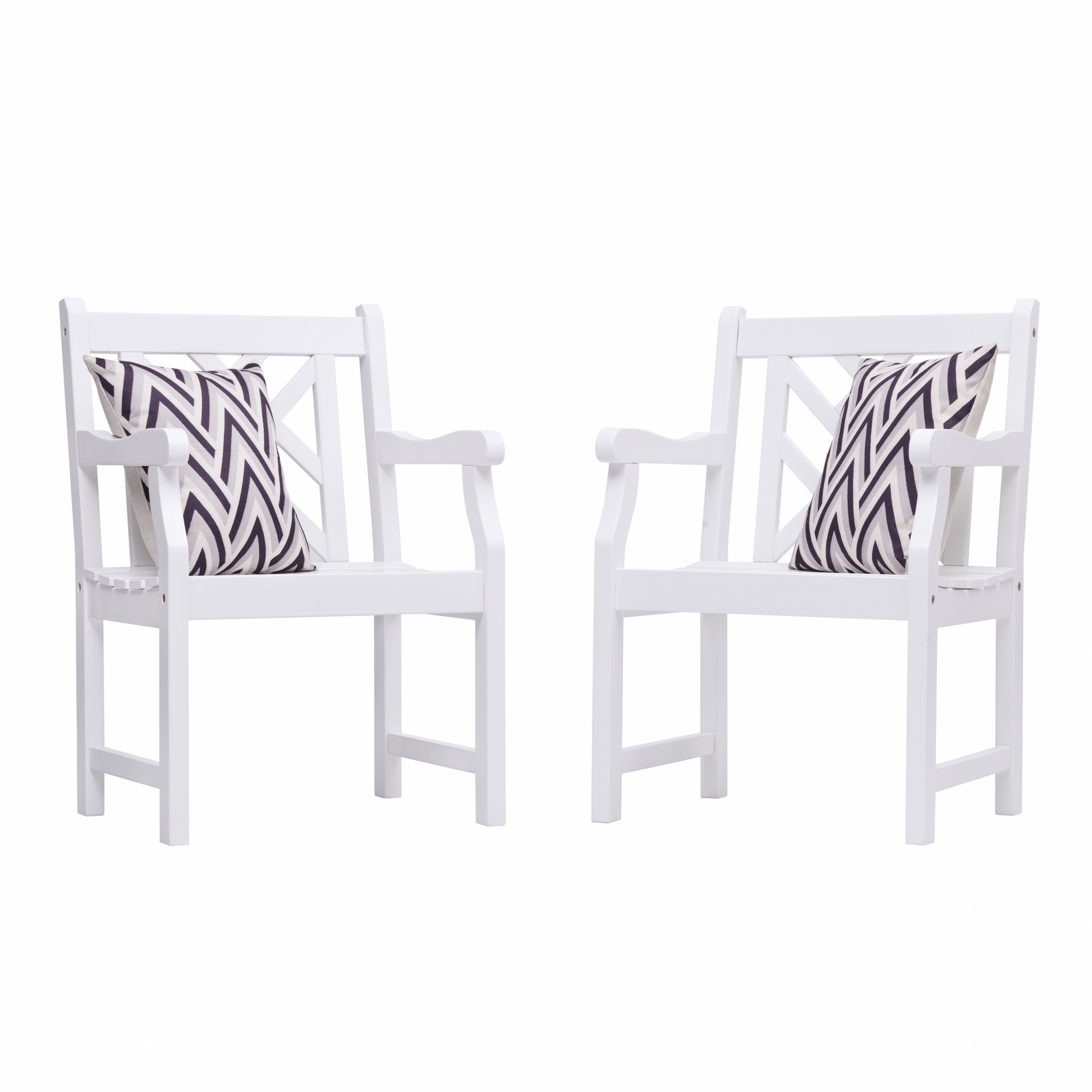 White Patio Armchair With Diagonal Design - Image 5
