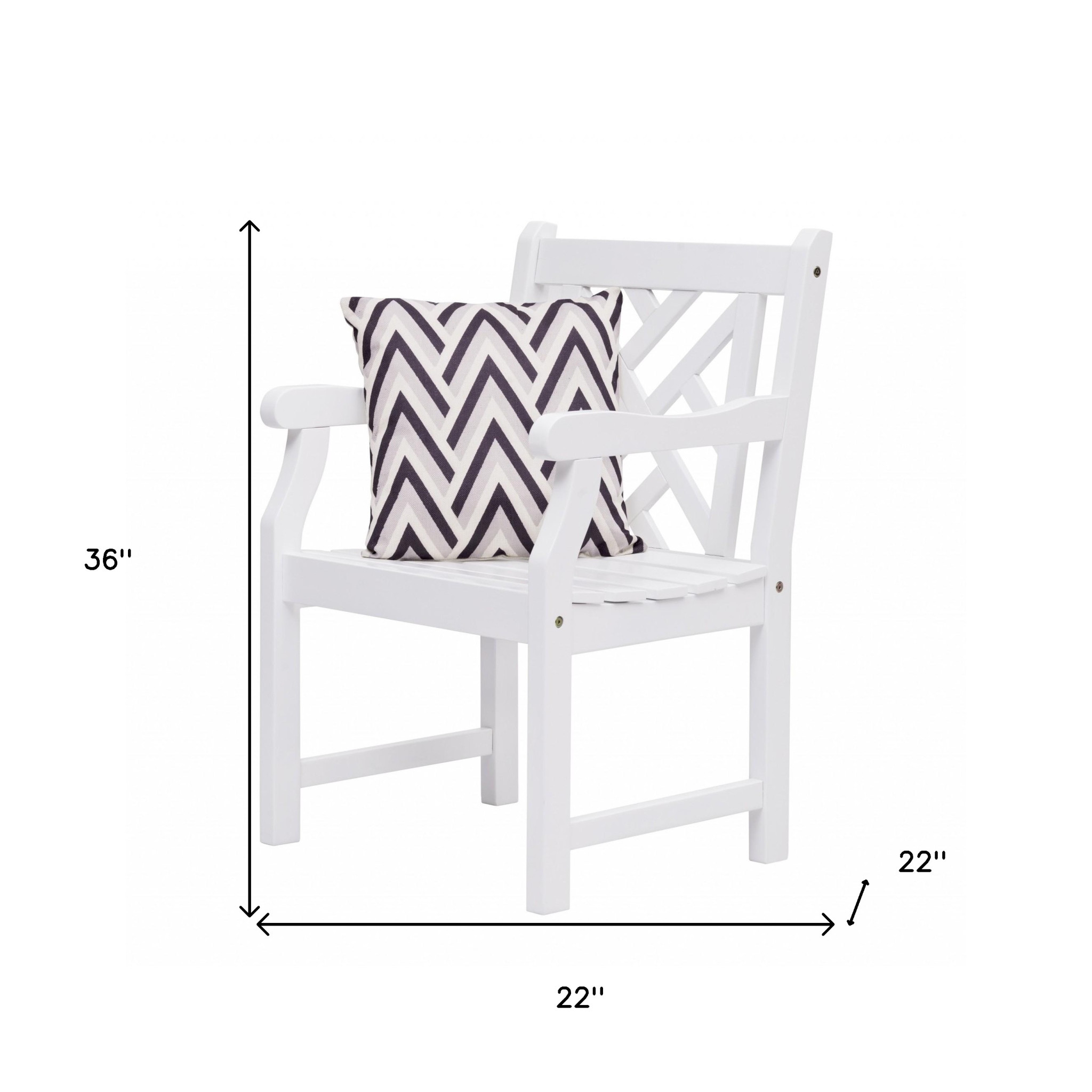 White Patio Armchair With Diagonal Design - Image 8