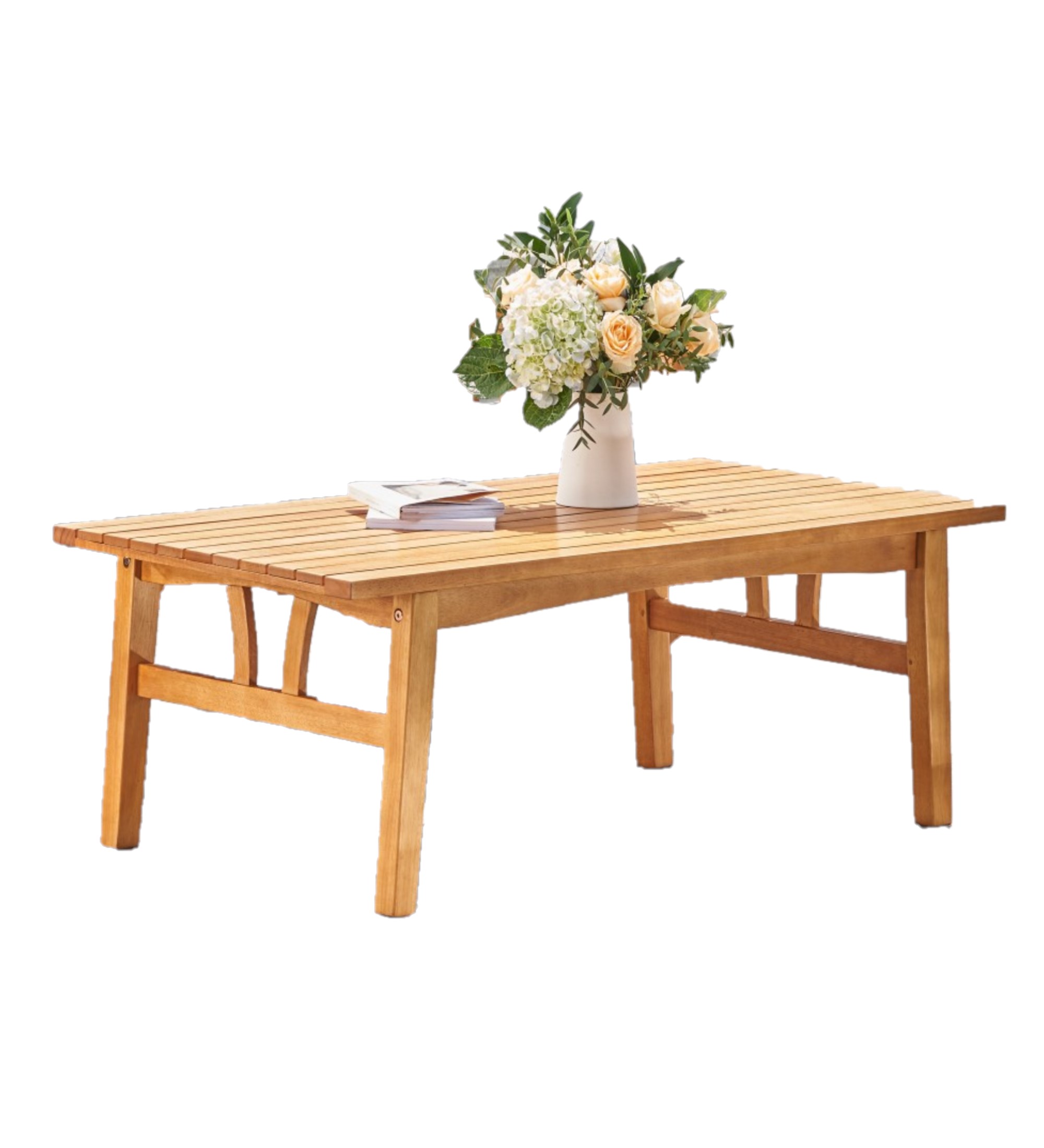 48" Golden Brown Solid Wood Outdoor Coffee Table - Image 3