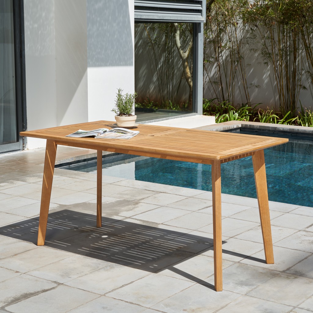 Natural Wood Dining Table With Slatted Top - Image 4
