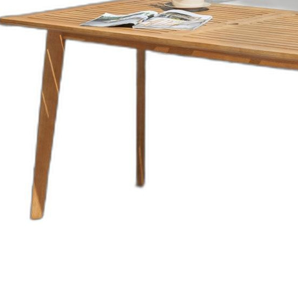 Natural Wood Dining Table With Slatted Top - Image 3