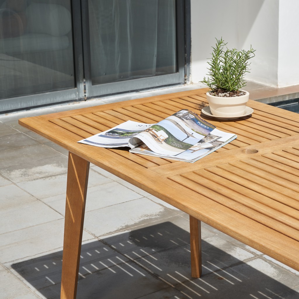 Natural Wood Dining Table With Slatted Top - Image 6