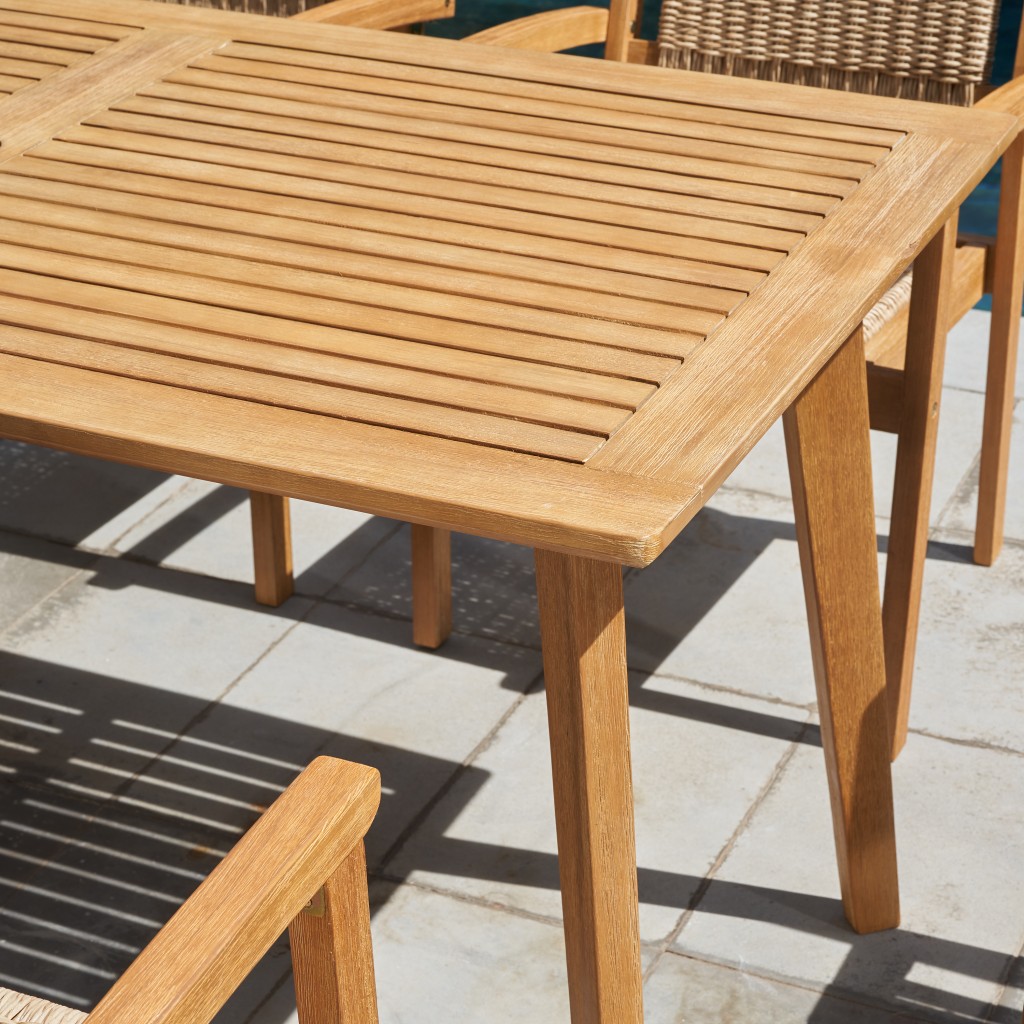 Natural Wood Dining Table With Slatted Top - Image 8