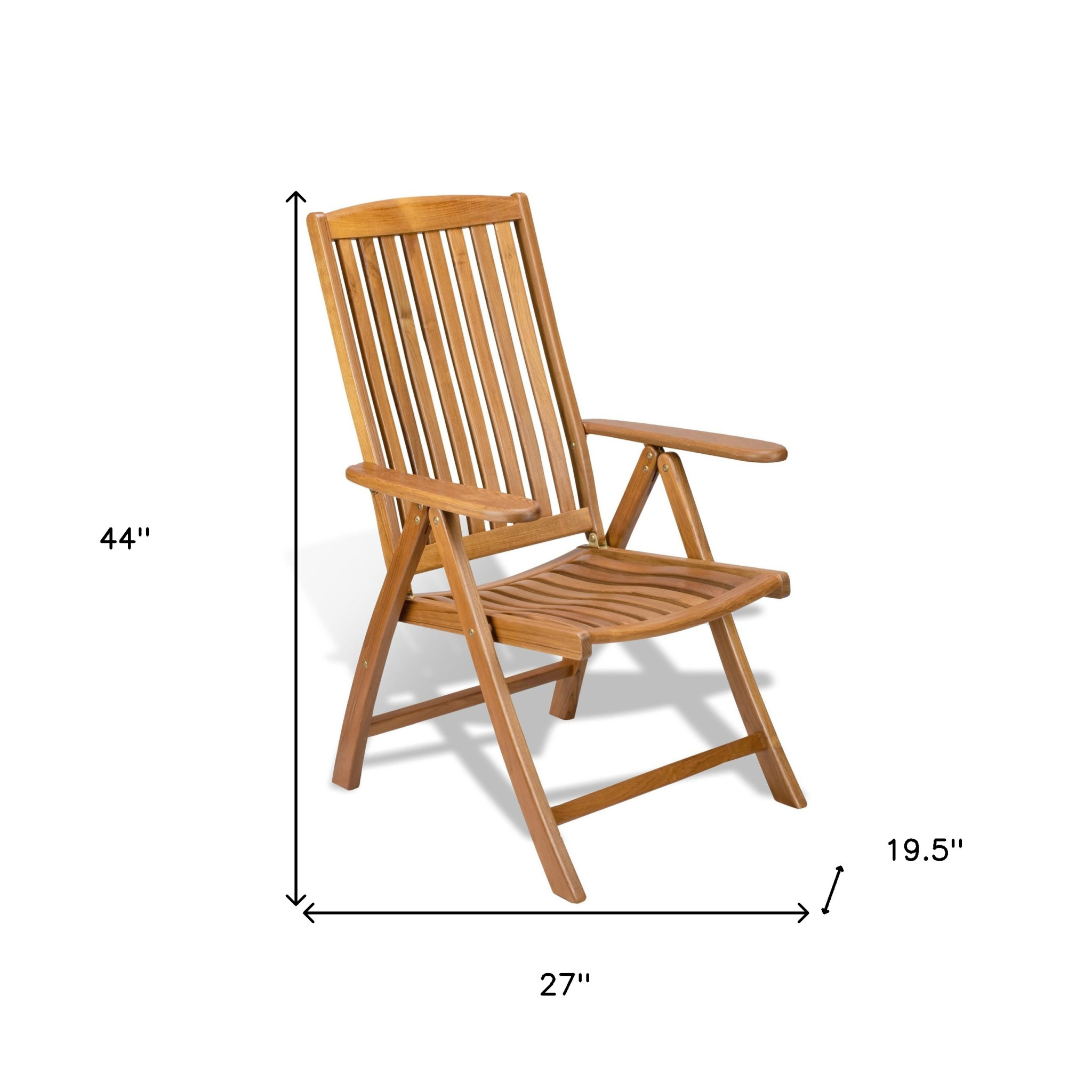 27" Brown Solid Wood Indoor Outdoor Arm Chair - Image 5