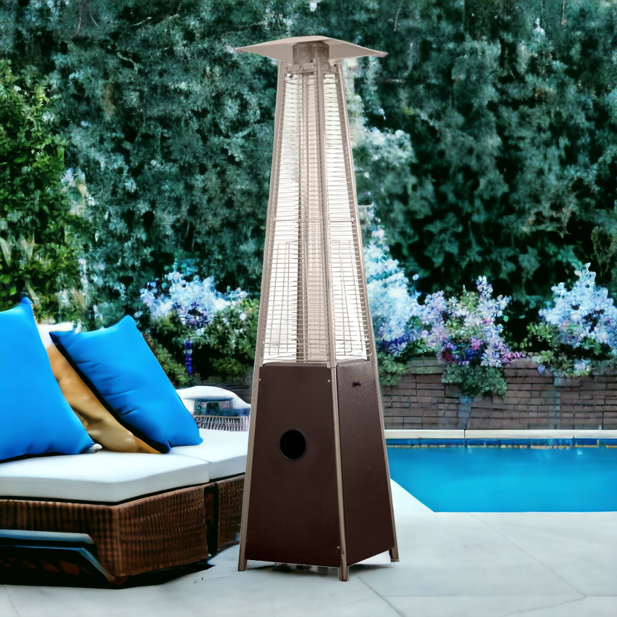 41000 BTU Brown Steel Propane Triangular Pyramid Standing Patio Heater - Image 3