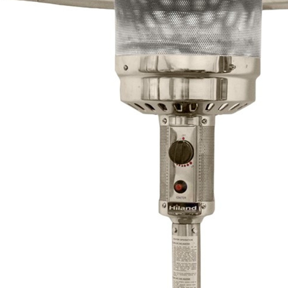 48000 BTU Silver Steel Propane Cylindrical Pole Standing Patio Heater - Image 4