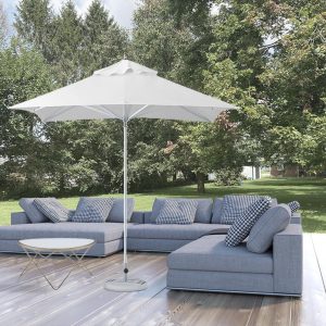 8' White Polyester Square Market Patio Umbrella