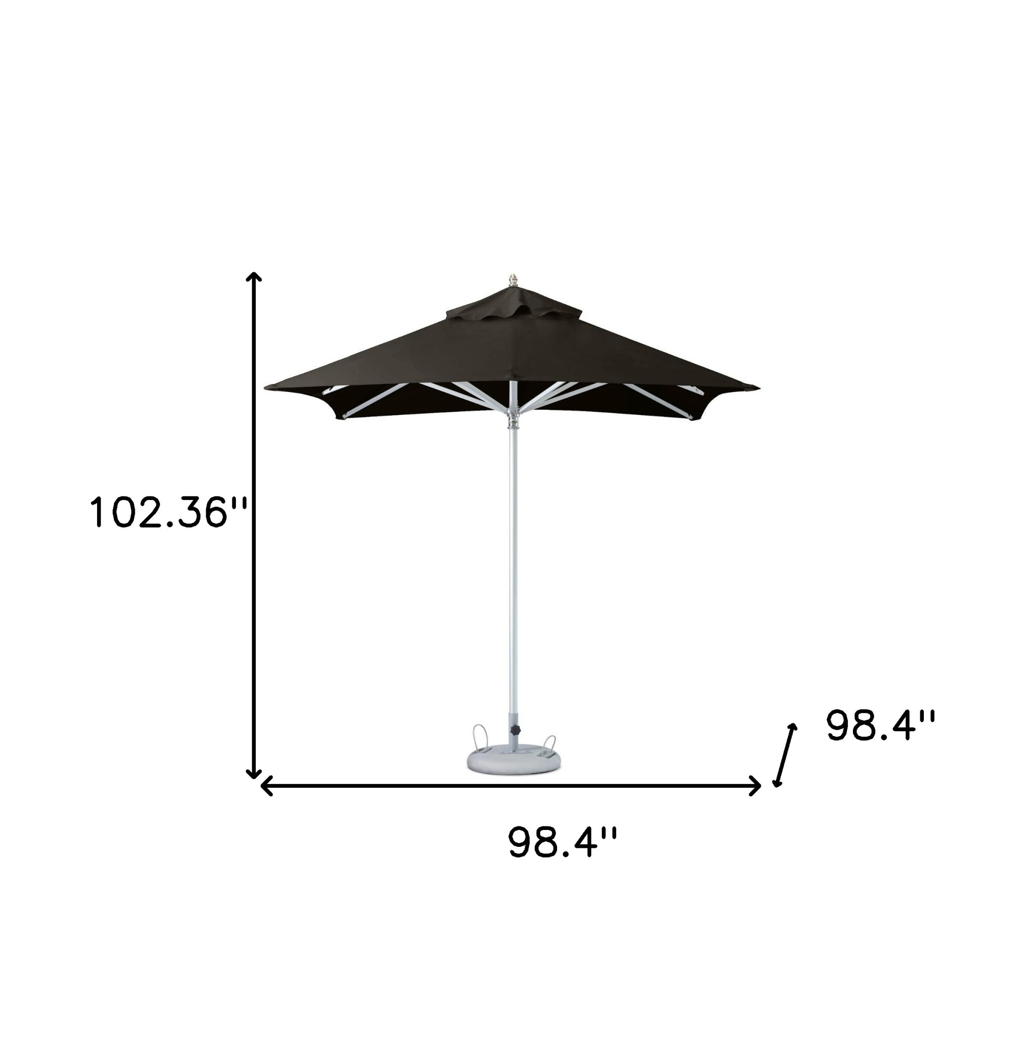 8' Black Polyester Square Market Patio Umbrella - Image 5
