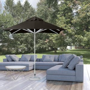 8' Black Polyester Square Market Patio Umbrella