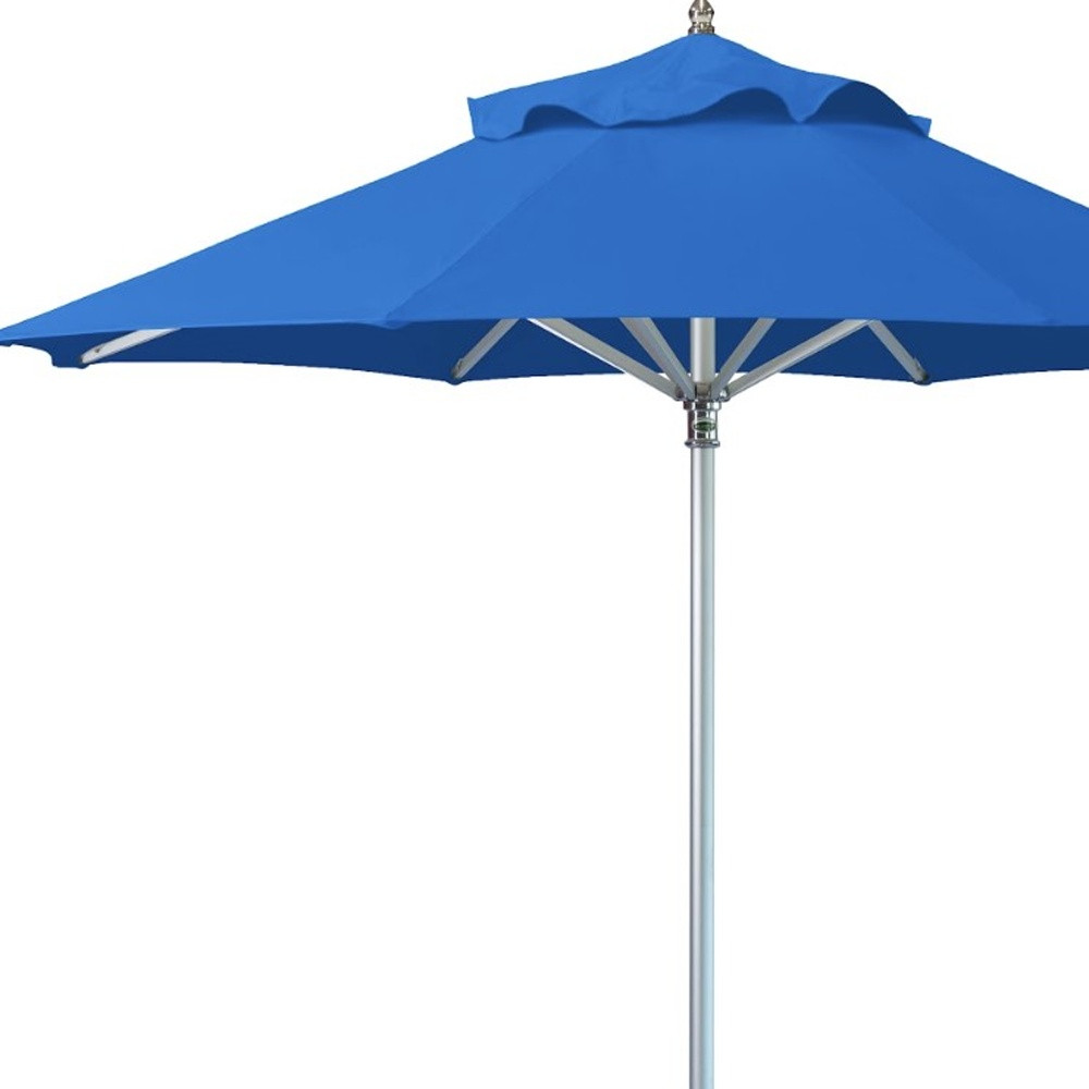 10' Blue Polyester Round Market Patio Umbrella - Image 3