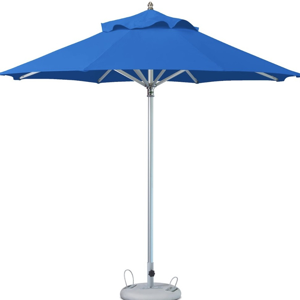 10' Blue Polyester Round Market Patio Umbrella - Image 4