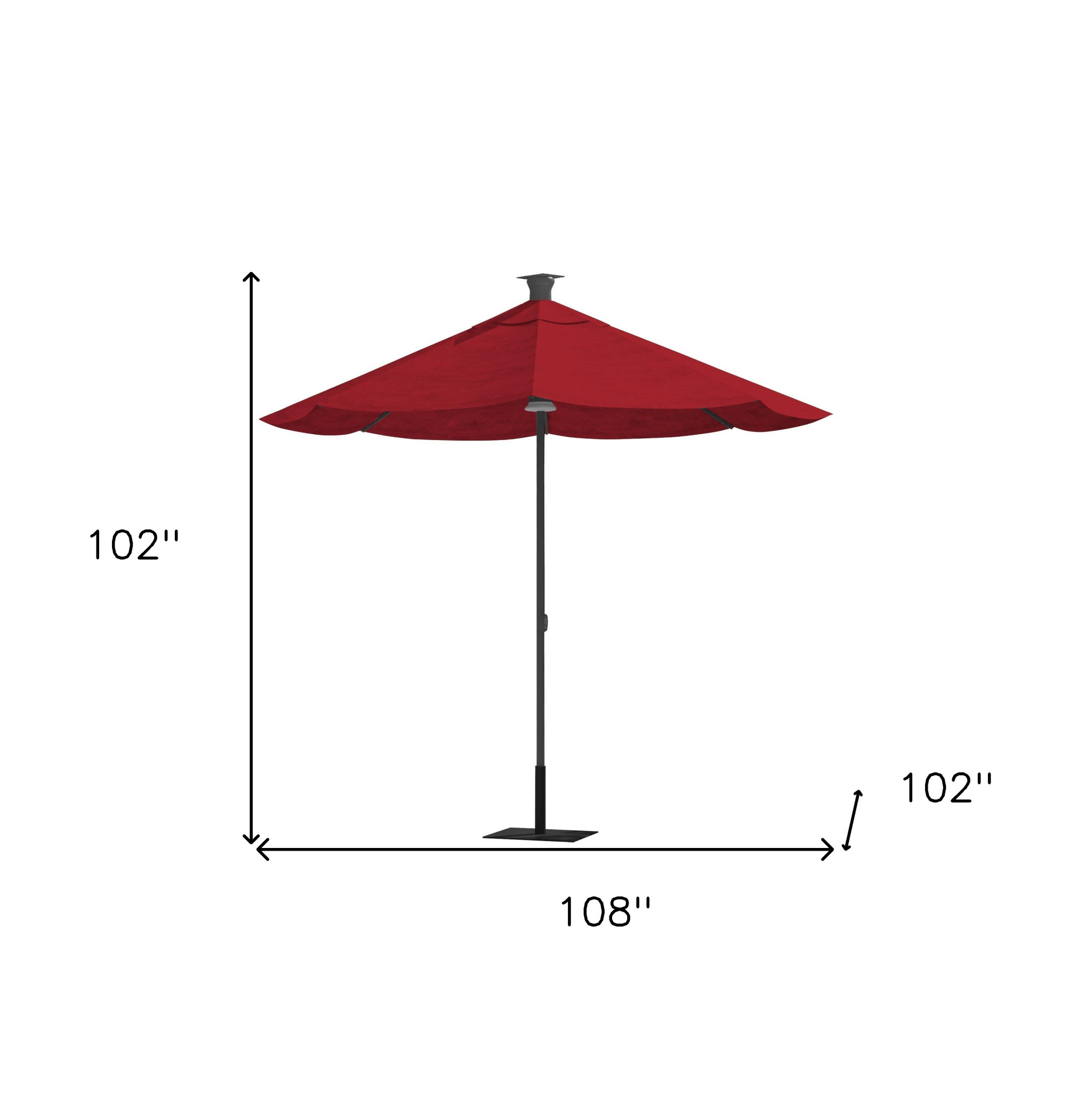 9' Red Sunbrella Octagonal Lighted Market Patio Umbrella with USB and Solar Power - Image 4