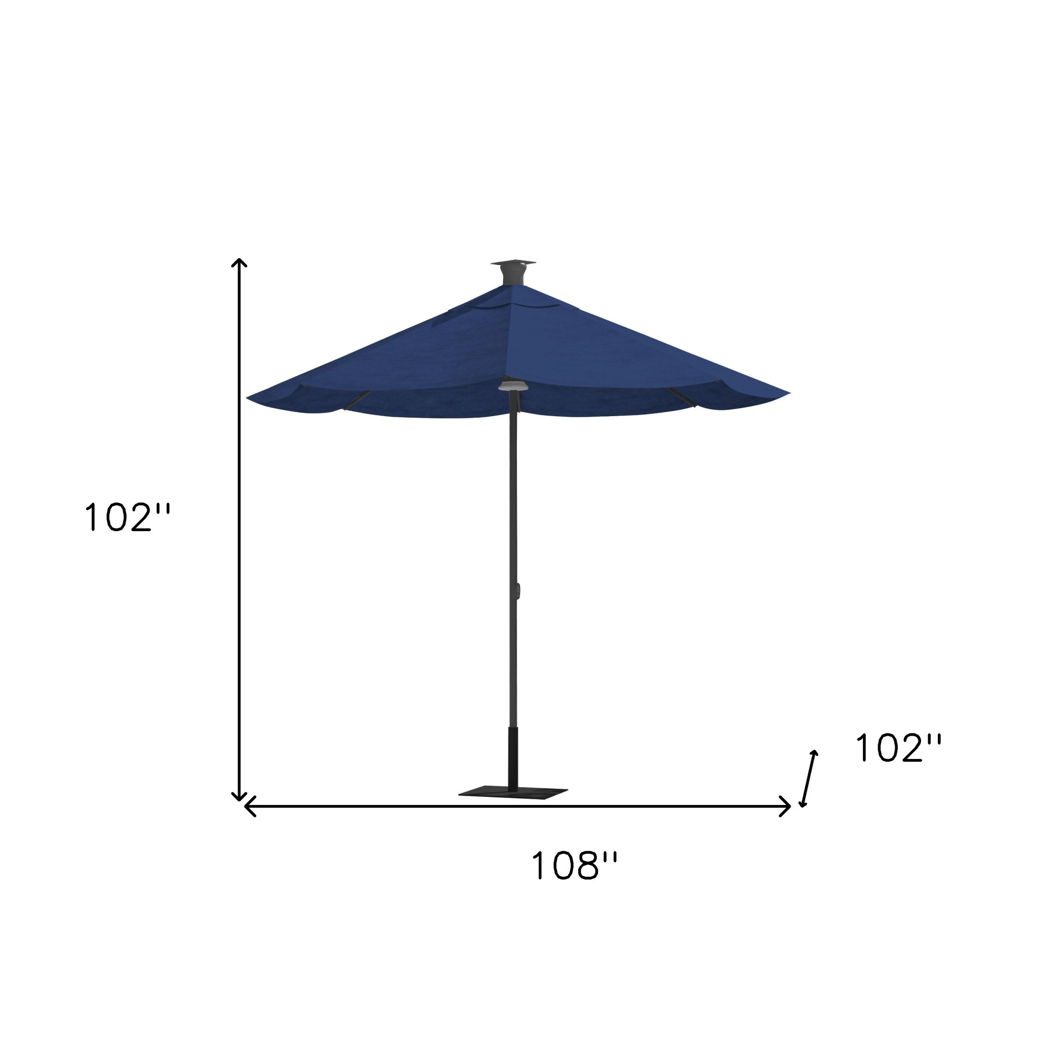 9' Blue Sunbrella Octagonal Lighted Market Patio Umbrella with USB and Solar - Image 4