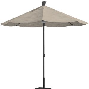 9' Gray Sunbrella Octagonal Lighted Market Patio Umbrella with USB and Solar