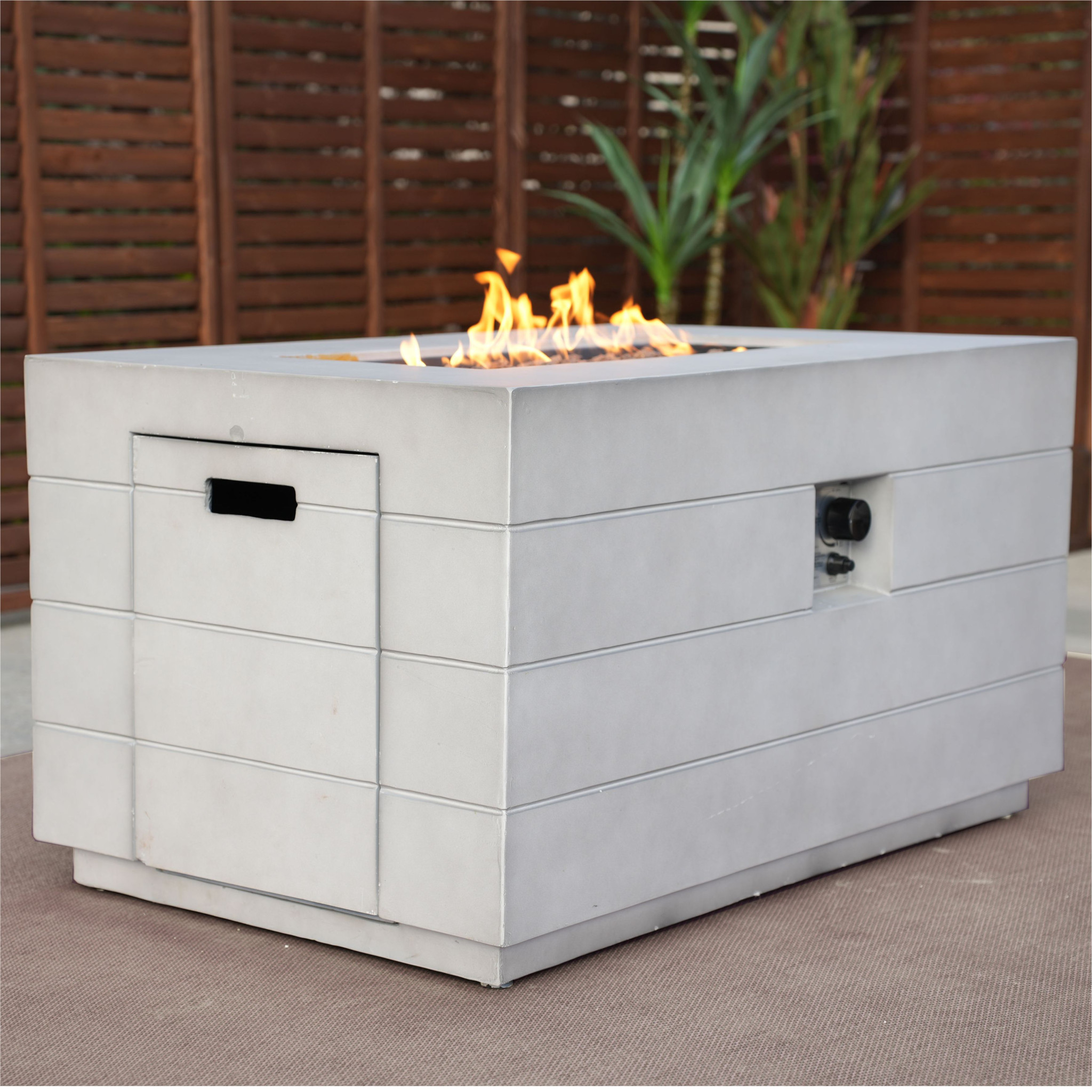 28" Gray Aluminum Natural gas Rectangular Fire pit table With Cover - Image 5