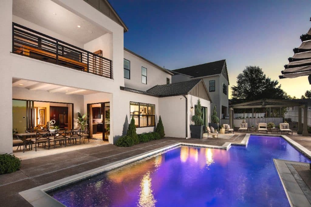 Custom pool by Edgewater Custom Pools &ndash; Latigo At Rancharrah Durham Rear Exterior Conversion1 1800