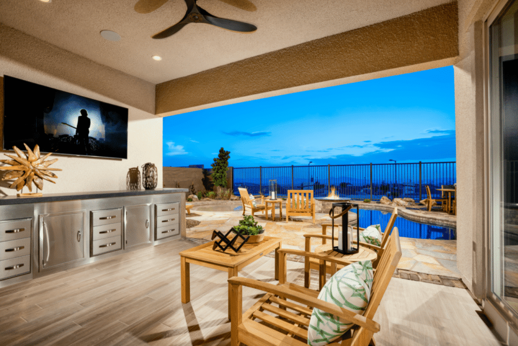 Outdoor living by Edgewater Custom Pools &ndash; Acadia Ridge