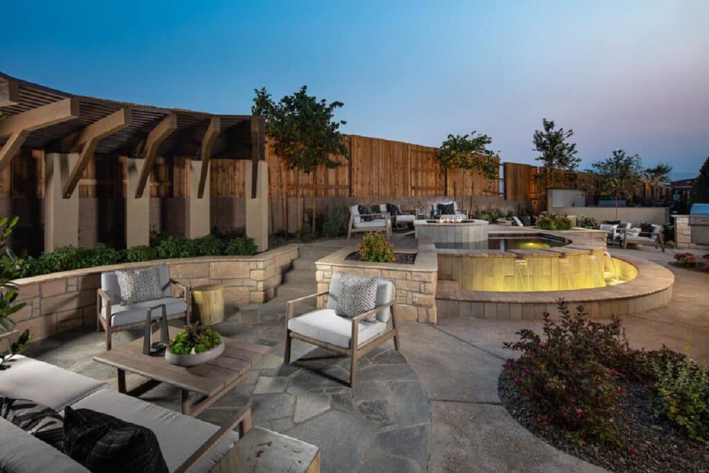 Custom pool by Edgewater Custom Pools – Regency At Caramella Ranch Glenwood Collection Ascott Backyard