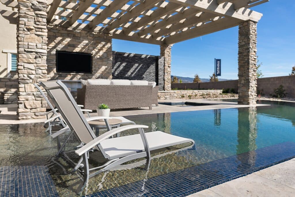 Outdoor living by Edgewater Custom Pools &ndash; Toll Brothers Reno Diamond Crest Portillo