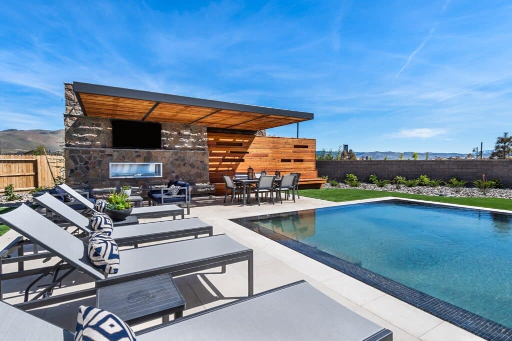 Outdoor living by Edgewater Custom Pools &ndash; Toll Brothers Reno Diamond Crest The Brighton
