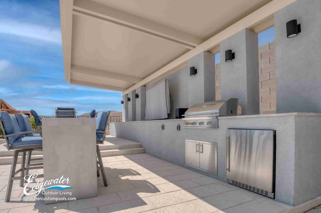 Patio and outdoor living by Edgewater Custom Pools – Young Patio Cover