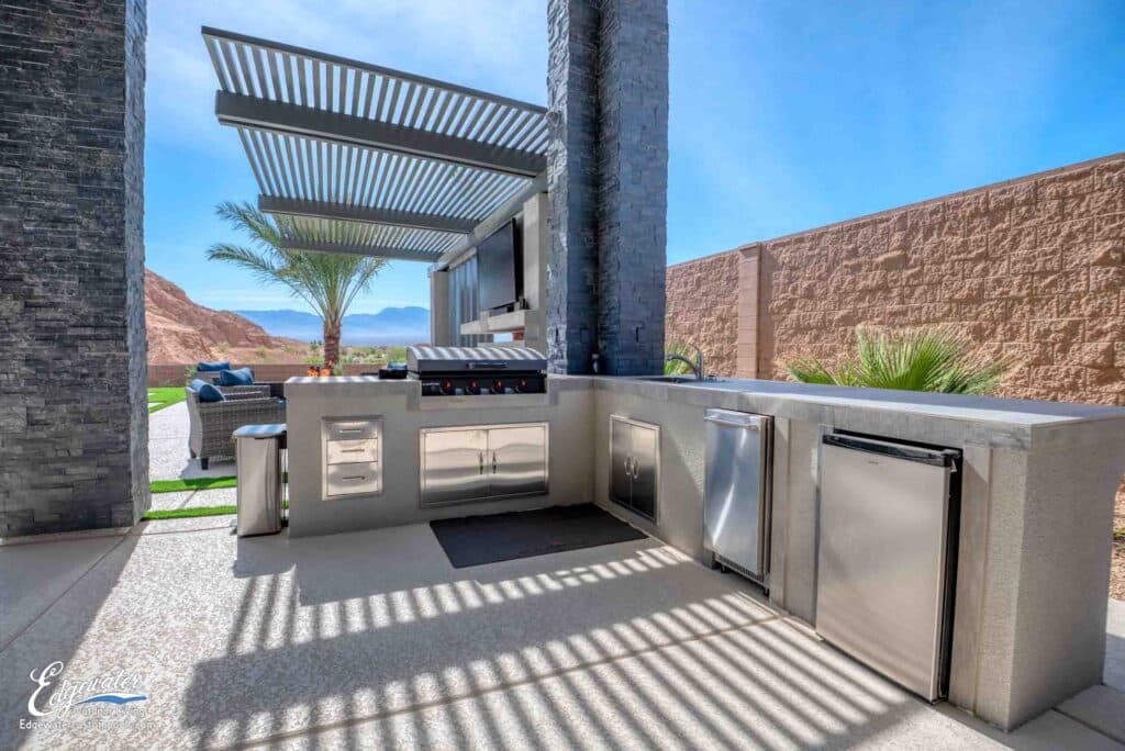Outdoor living by Edgewater Custom Pools &ndash; 506 Falcon Lane