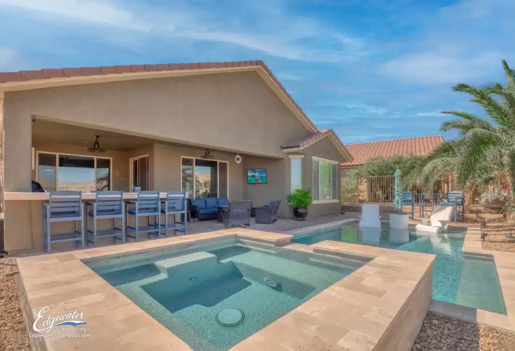 Outdoor living by Edgewater Custom Pools &ndash; 1097 Pine Nut Way Mesquite
