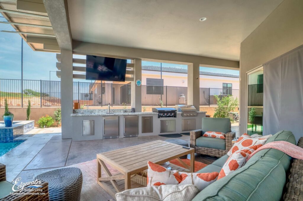 Outdoor living by Edgewater Custom Pools &ndash; 553 Falcon View Drive