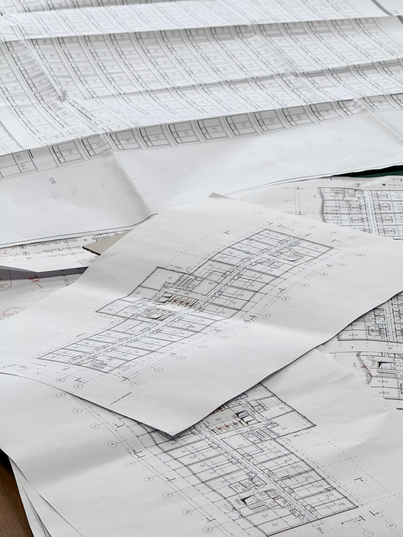 Architectural plans laid out for a Las Vegas pool building permit review